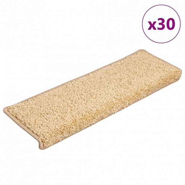 vidaXL Schodové rohože 30 ks 65 x 21 x 4 cm krémové s obdélníkovým okrajem