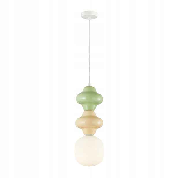 Italux Závěsná lampa art deco žluto-zelená Ø18 cm E14 40W Latera