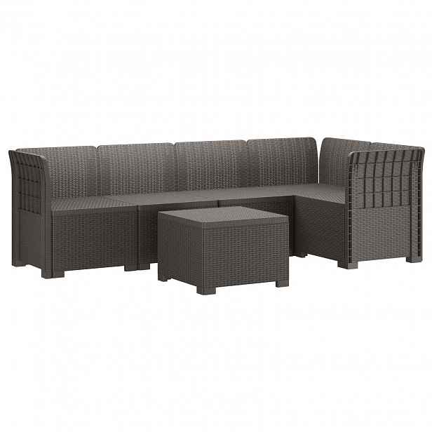 vidaXL 5-místné Zahradní Sofa ve Vzhledu Ratan PP Světle šedá