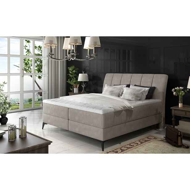 Boxspring PLANIFLORA 24 180x200, středně šedá látka
