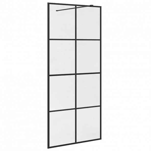 vidaXL Zástěna do průchozí sprchy čiré ESG sklo 90 x 195 cm černá