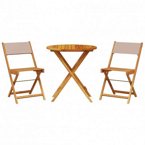 vidaXL 3dílný bistro set taupe textil a masivní dřevo