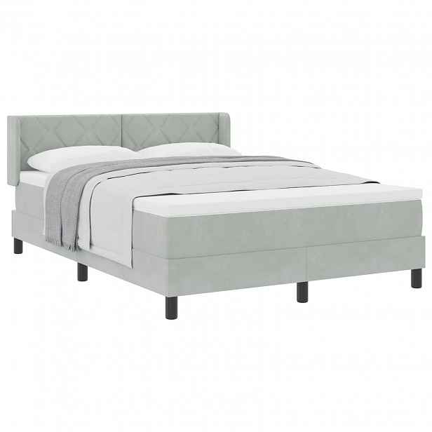 vidaXL Postel s boxspringem s čelo Světle šedá 200 x 140 cm samet