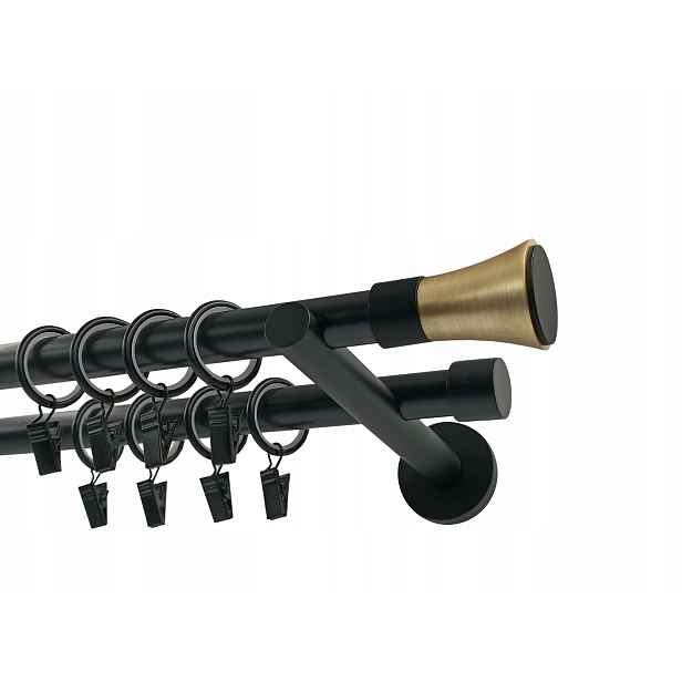 Dvojitá Garnýž kovový mix hrotů černý Imperia Deco 19+19 mm 280 cm