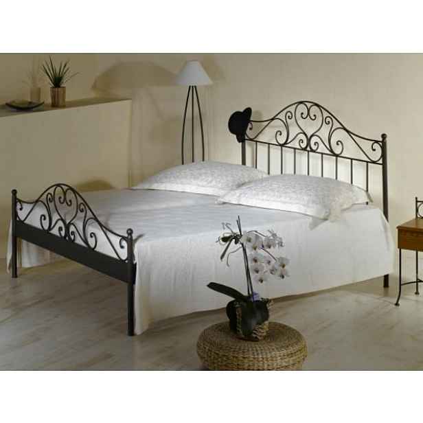 Kovaná postel MALAGA 0408 Krémová 8A - zlatá patina, 90x200 cm