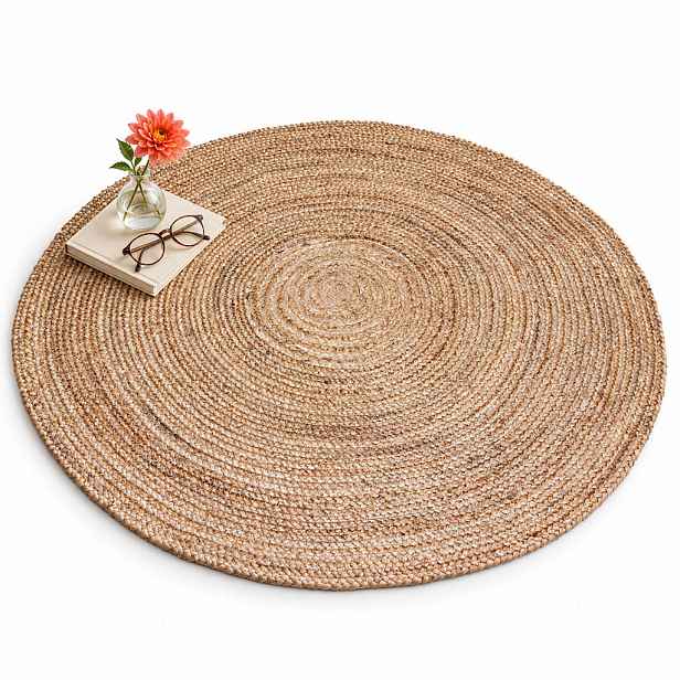 Relaxdays KOBEREC přírodní kulatý juta ručně tkaný 90 cm
