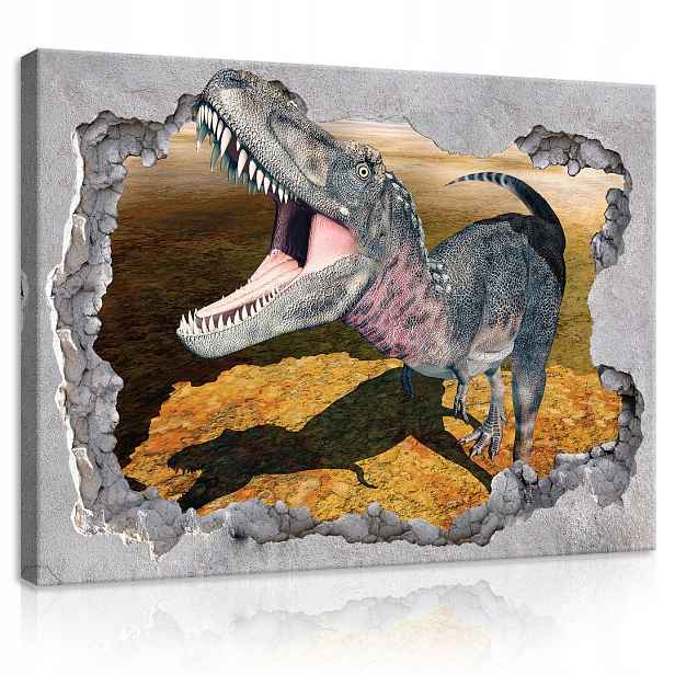 Obraz Na Plátně Canvas 80x60 Dinosaurus 3D Díra