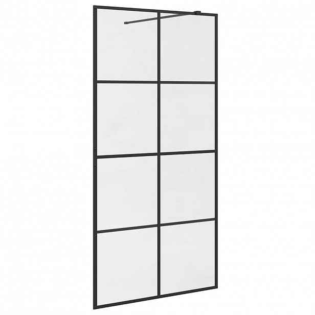 vidaXL Zástěna do průchozí sprchy čiré ESG sklo 100 x 195 cm černá