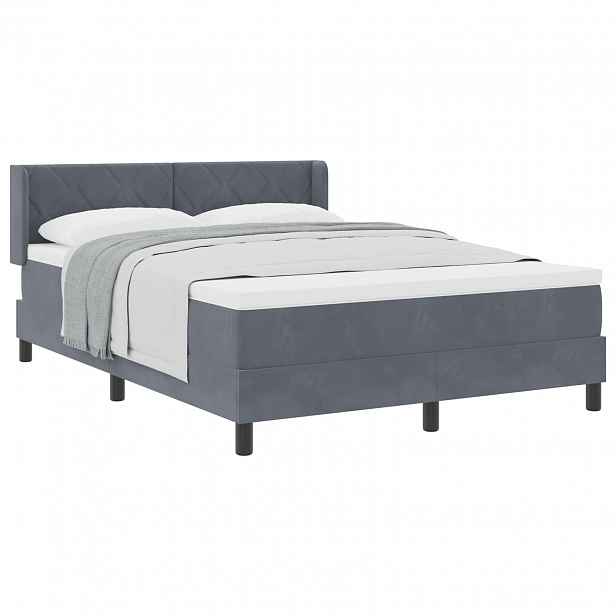 vidaXL Postel s boxspringem s čelo Tmavě šedá 200 x 140 cm samet