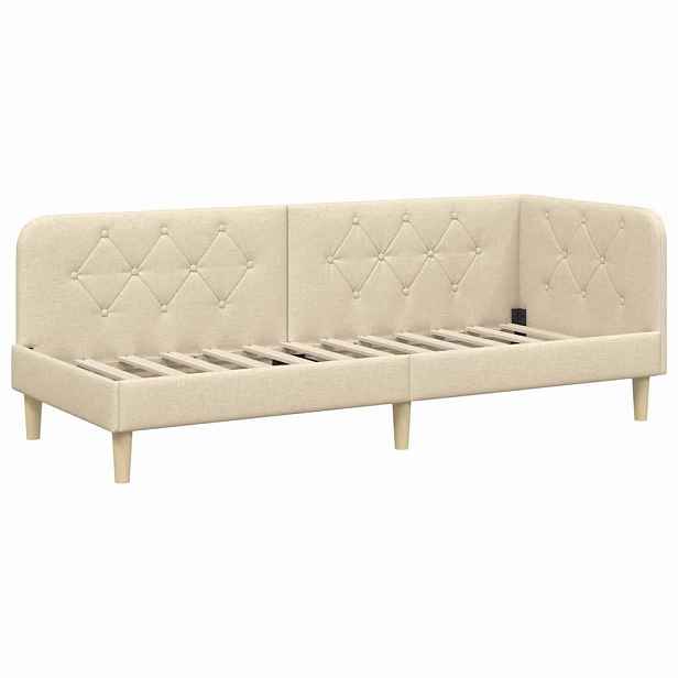 vidaXL Rohový rám postele Krémová 80 x 200 cm textil