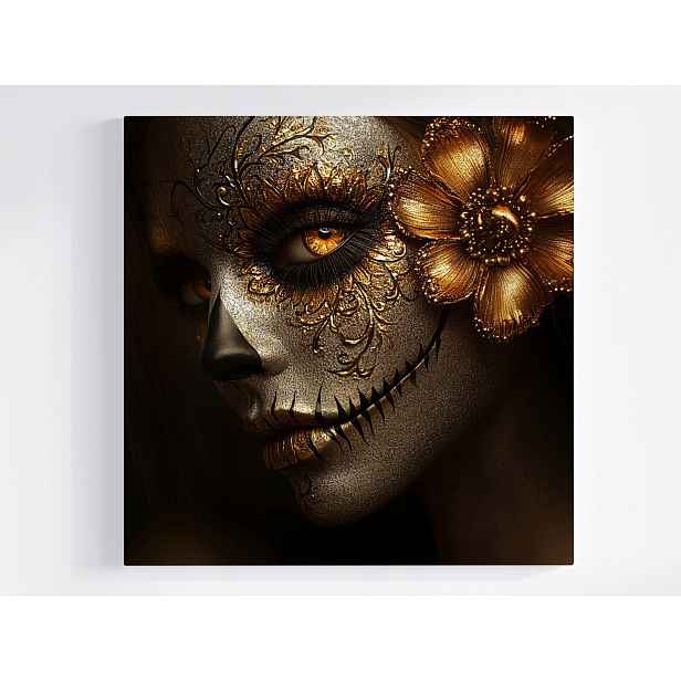 Obraz Na Plátně Canvas Dia De Los Muertos Makeup La Catrina Zlato 60x60