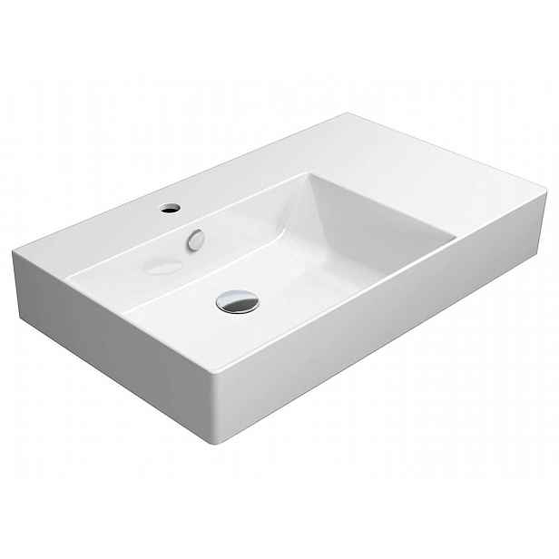 Sapho GSI Kube X - Umyvadlo 80x47 cm, s 1 otvorem pro baterie vlevo, ExtraGlaze, bílá 9456111