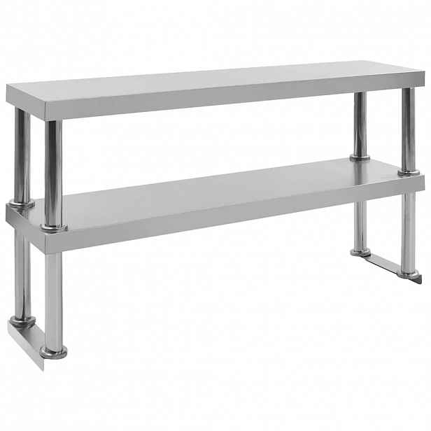 vidaXL Dvoupatrová police nad pracovní stůl 120x30x65 cm nerezová ocel