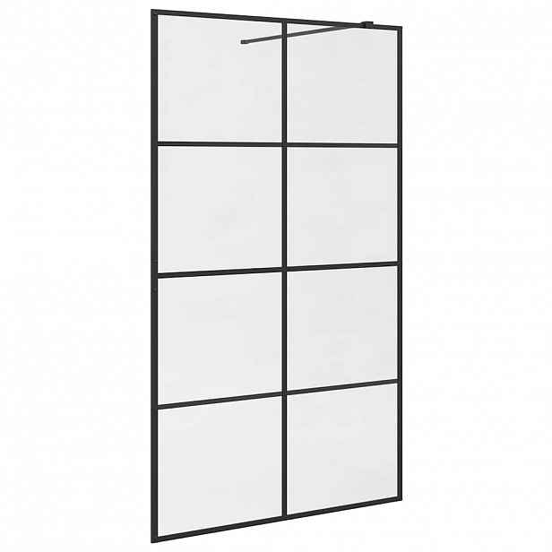 vidaXL Zástěna do průchozí sprchy čiré ESG sklo 115 x 195 cm černá