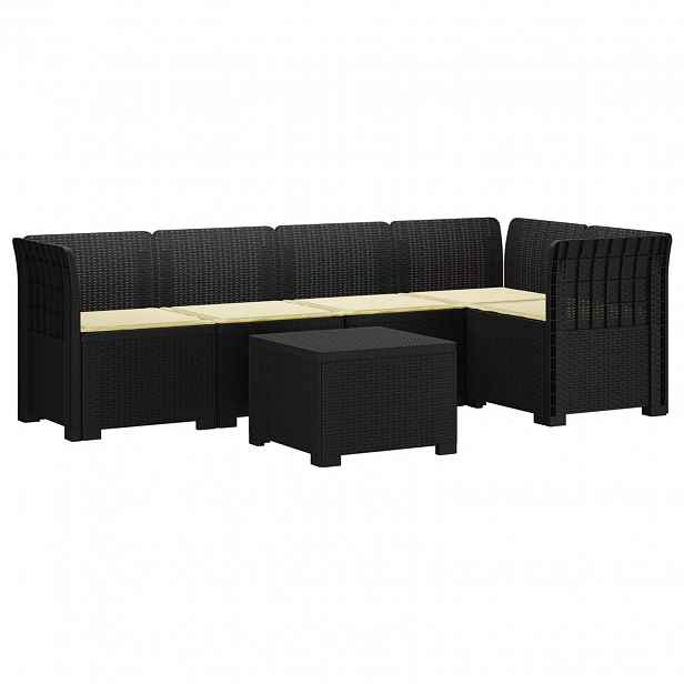 vidaXL 5-místné Zahradní Sofa s Polštáři ve Vzhledu Ratan PP