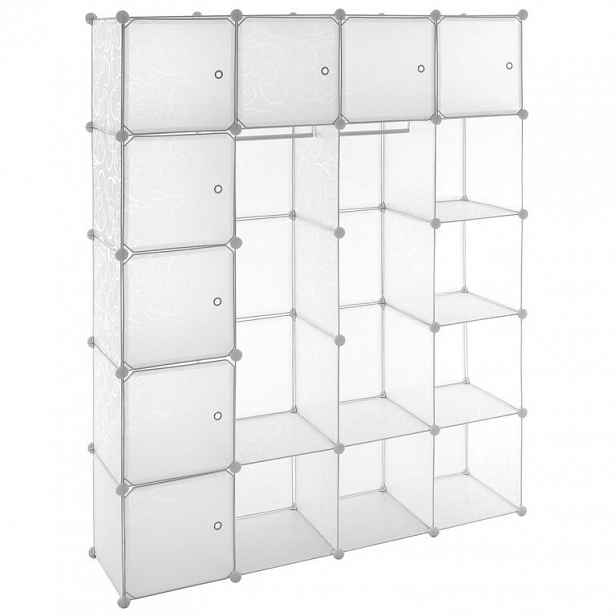 Divero Úsporný zásuvný regál - 178 x 145 x 37 cm, transparentní