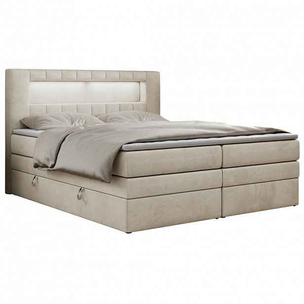 MKS POSTEL BOXSPRING GOLD 5 KING 140/200 - Béžová Samet - H3