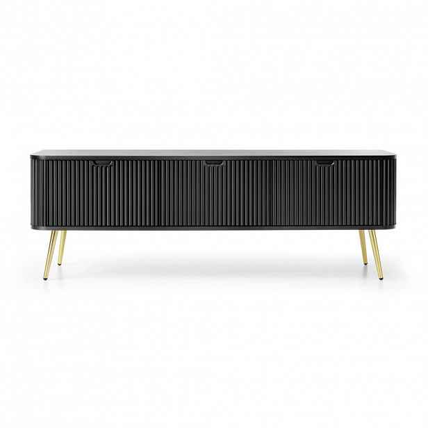 Selsey TV stolek Zova černý se zlatými nohami 168/56/39 cm