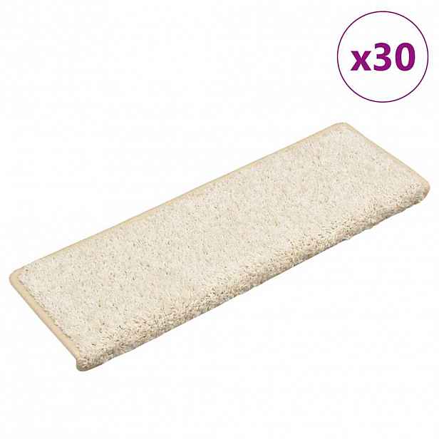 vidaXL Schodové rohože 30 ks 65 x 21 x 4 cm bílé s obdélníkovým okrajem