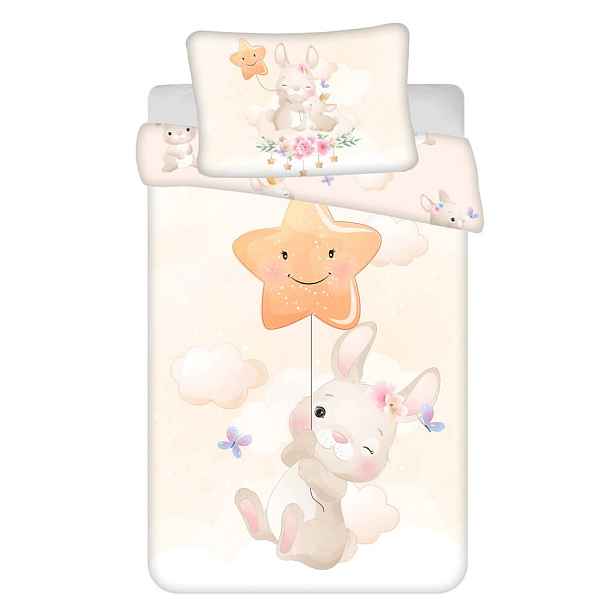 Žluté bavlněné dětské povlečení do postýlky 100x135 cm Bunny "Star" – Jerry Fabrics