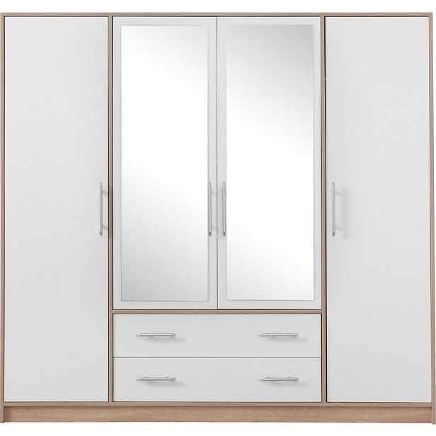 MASSENO ŠATNÍ SKŘÍŇ S OTOČNÝMI DVEŘMI VANO, 200/190/56 cm 4dveřová se zrcadlem, bílá