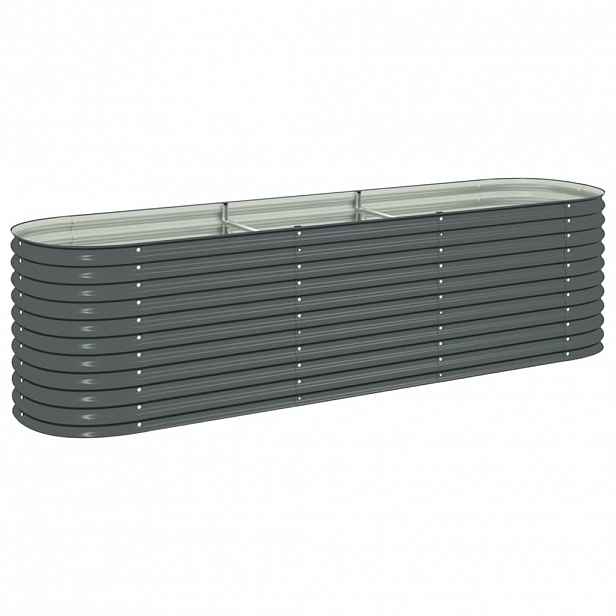 vidaXL Vyvýšený záhon 320 x 80 x 81 cm pozinkovaná ocel šedý
