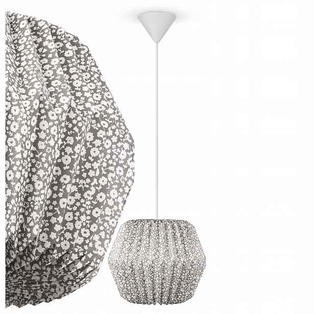 Závěsná papírová lampa s květinami, šedá, do ložnice obývacího pokoje Klosz E27
