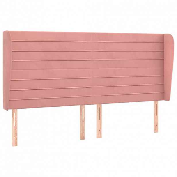 vidaXL Čelo postele typu ušák růžová 163x23x118/128 cm samet