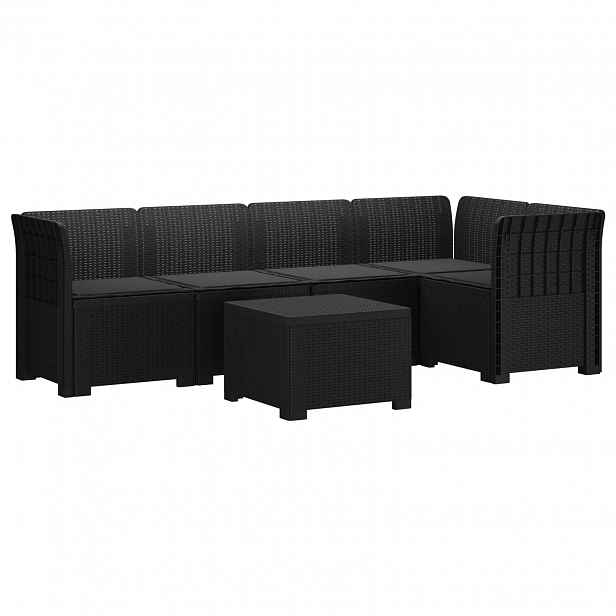vidaXL 5-místné Zahradní Sofa s Polštáři ve Vzhledu Ratan PP