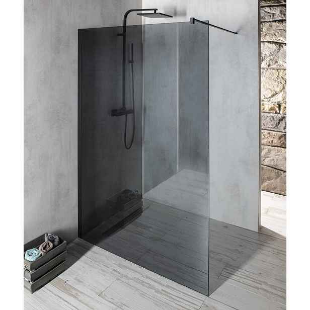 Gelco VARIO BLACK jednodílná sprchová zástěna k instalaci ke stěně, kouřové sklo, 1400 mm