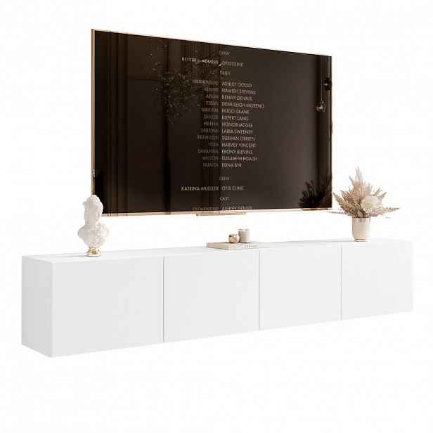 Idohome ZÁVĚSNÁ TV skříňka ANGEL 200 cm s osvětlením BÍLÁ