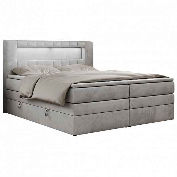 MKS POSTEL BOXSPRING GOLD 5 KING 120/200 - Světle šedá Samet - H3