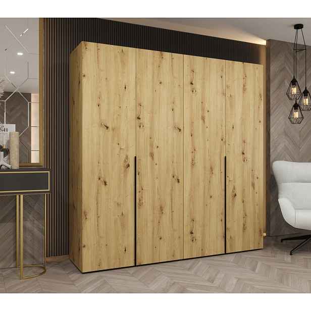 Šatní skříň 200 cm BETULA - dub artisan / černá