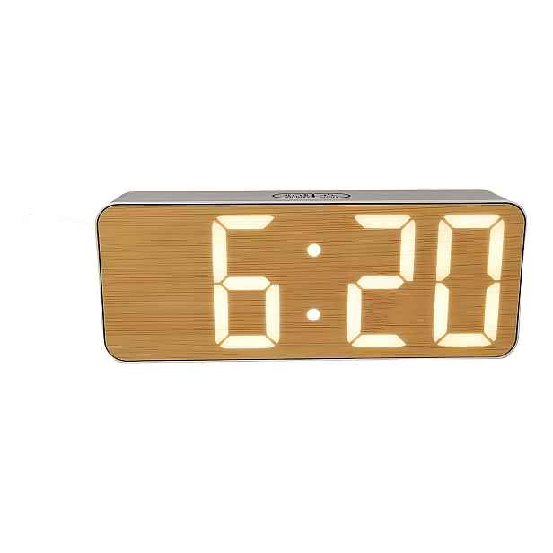 TEMU 1 ks LED elektronický budík se zrcadlem, dotykové tlačítko pro zapnutí podsvícení a odložení, 3 úrovně nastavitelného jasu, 12/24 hodinový