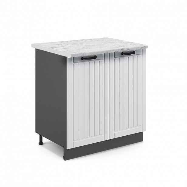 Vicco SPODNÍ SKŘÍŇKA KUCHYŇSKÉ LINKY Fame-Line, Bílý venkovský dům/Antracit, 80 cm pracovná doska Mramor