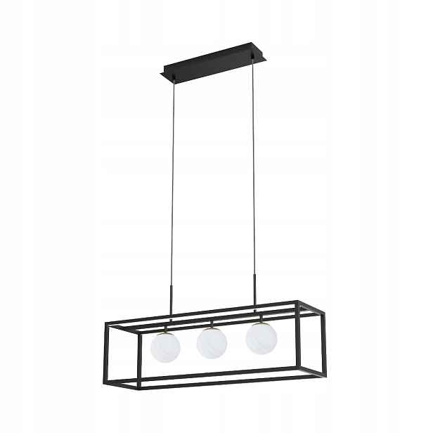 Závěsná Led lampa černá skleněná bílá koule moderní 3 body 88 bodů Zuma Line