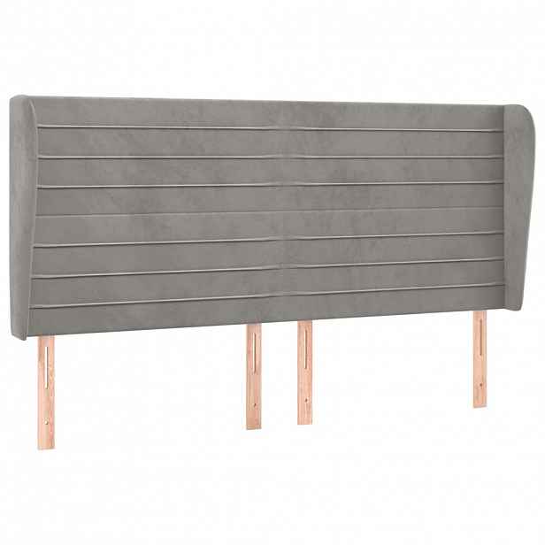 vidaXL Čelo postele typu ušák světle šedé 183x23x118/128 cm samet