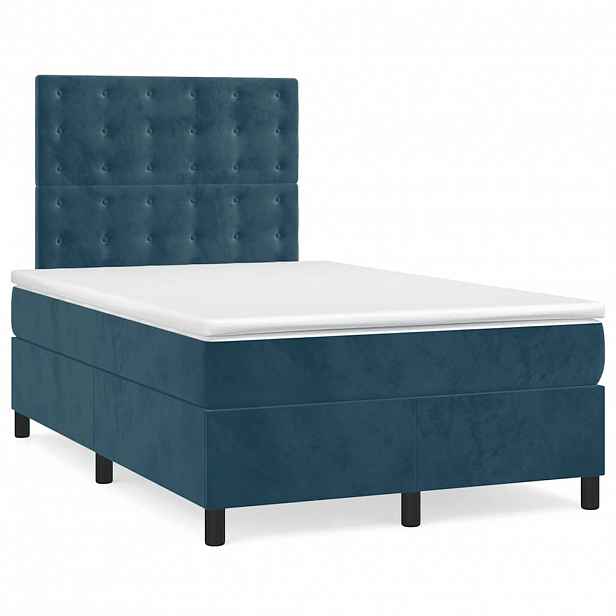 vidaXL Box spring postel s matrací tmavě modrá 120 x 200 cm samet