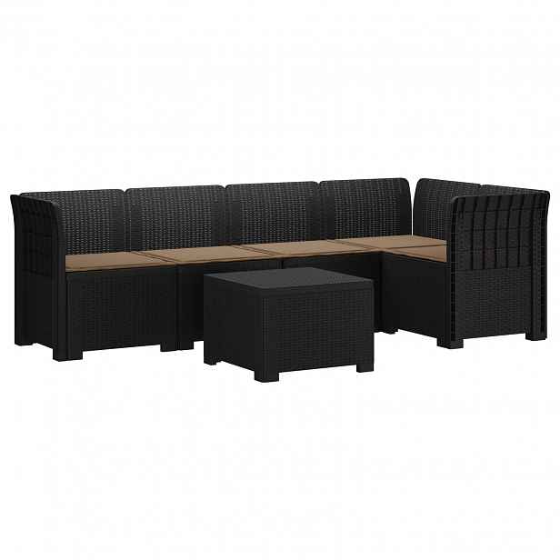 vidaXL 5-místné Zahradní Sofa s Polštáři ve Vzhledu Ratan PP