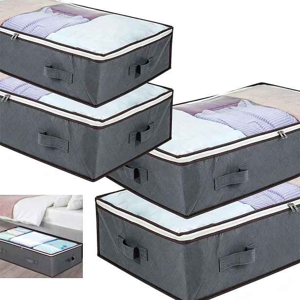 4 X Taška Pod Postel Pro Uložení Oblečení, Boxy, Organizér, Kontejnery, 90 L