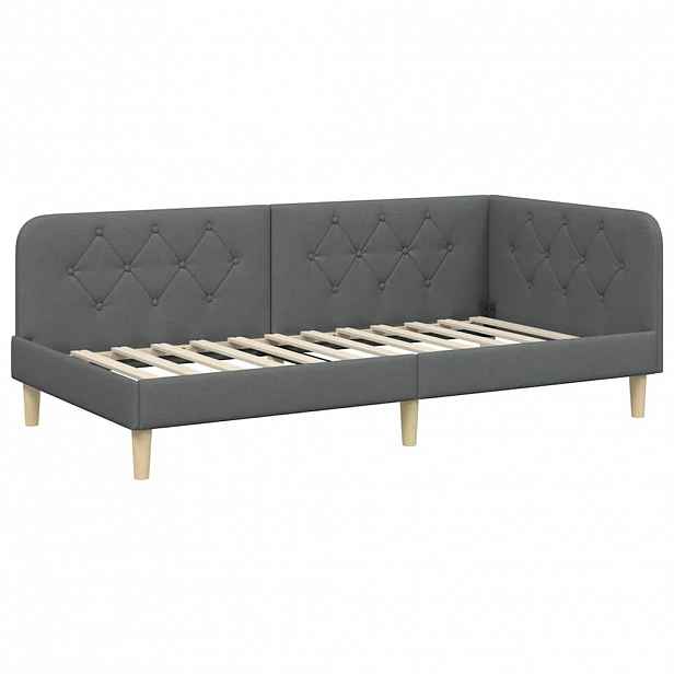 vidaXL Rohový rám postele Tmavě šedá 90 x 190 cm textil