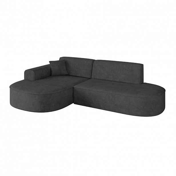 ALTDECOR ROHOVÁ SEDACÍ SOUPRAVA s otomanem vlevo MARI-L1 – 243 x 171 x 79 cm, tmavě šedý velur