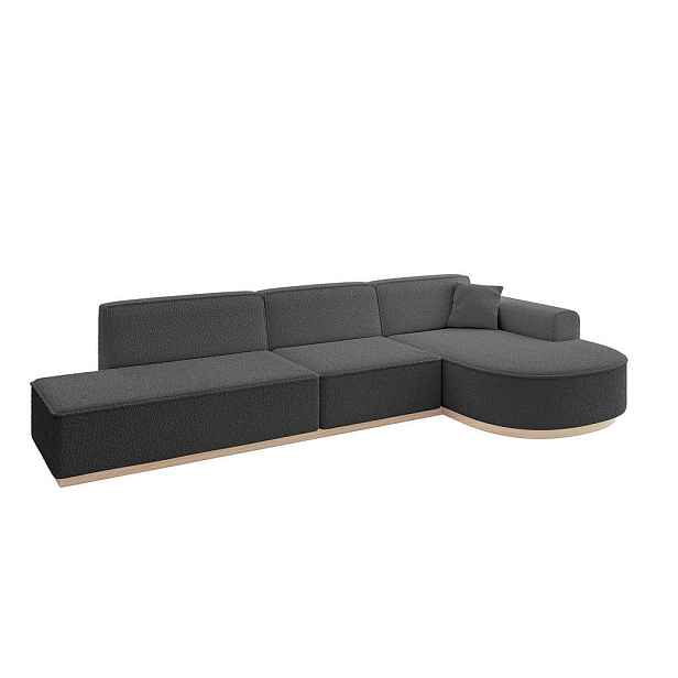 ALTDECOR ROHOVÁ SEDAČKA s otomanem, pravá ARRIO-L2 328x171x83 Šedá Buklé