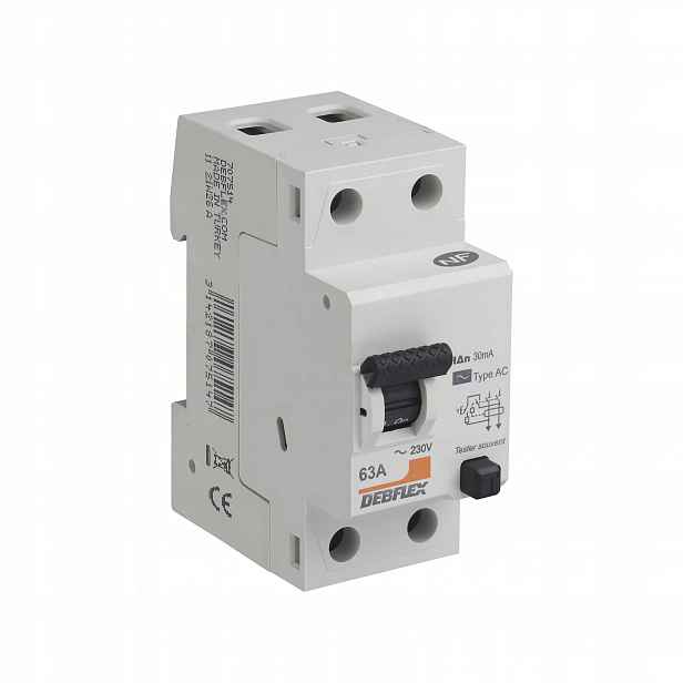 Diferenciální proudový spínač Rcd 2P 63A 30mA Typ Ac 2 Moduly Debflex 707514