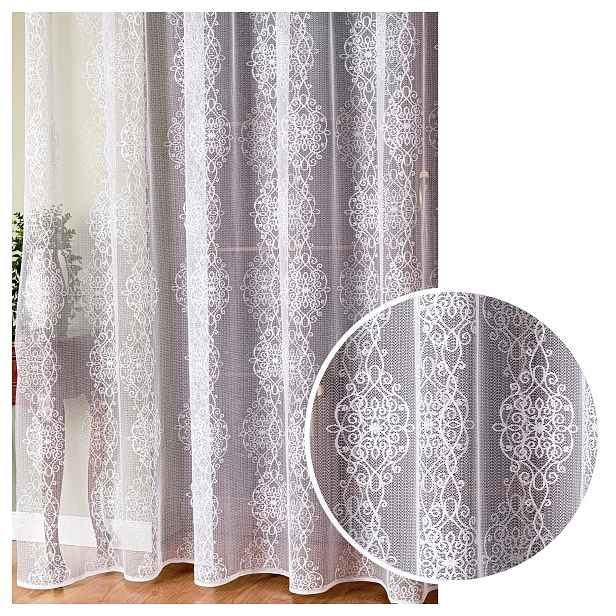 Hotová Záclona 250x250 Záclona na dlouhé žabky do pokoje Vzorovaná 11307