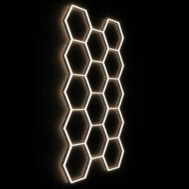 Stropní Svítidlo Hexagon 14 Led černý 399W 4000K 229x394cm showroom studio výkonný