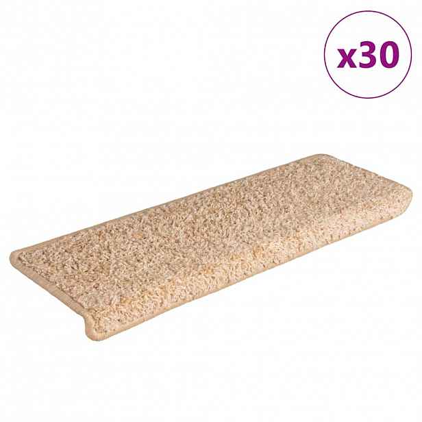 vidaXL Schodové rohože 30 ks 65 x 21 x 4 cm zlaté obdélníkové okraje