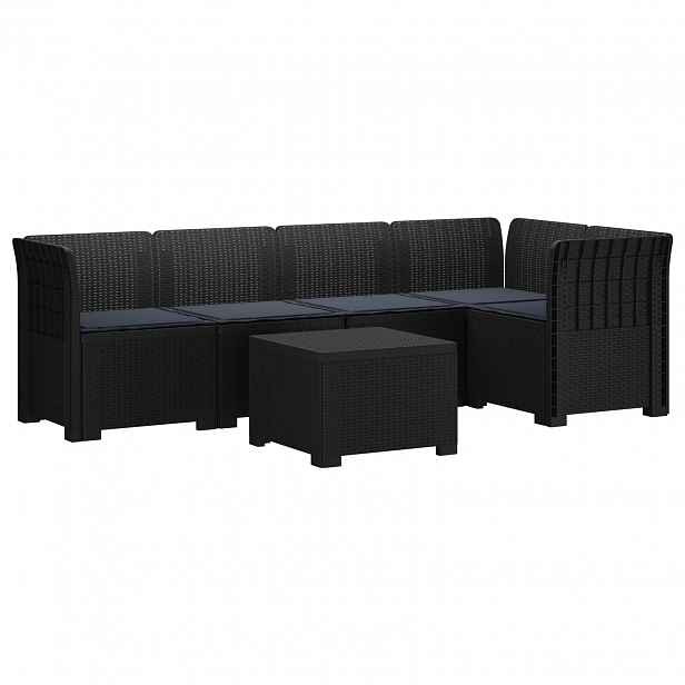 vidaXL 5-místné Zahradní Sofa s Polštáři ve Vzhledu Ratan PP