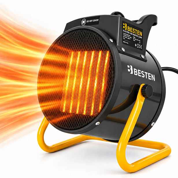 Elektrický ohřívač Dmychadlo Farelka 3,5 kW Ohřívač Termostat Besten
