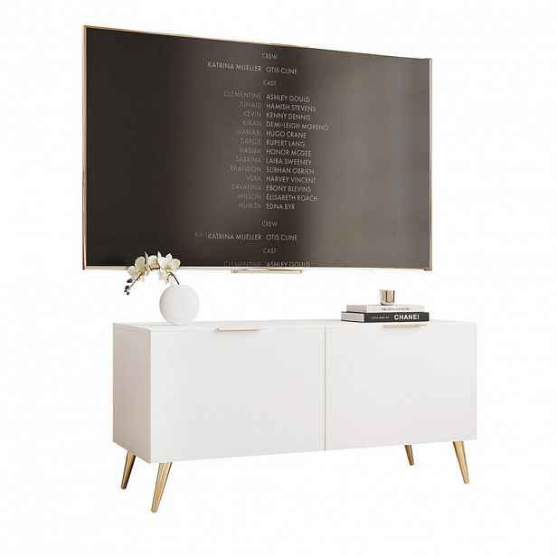 Idohome TV skříňka ANGEL 100 cm na nožkách s osvětlením BÍLÁ